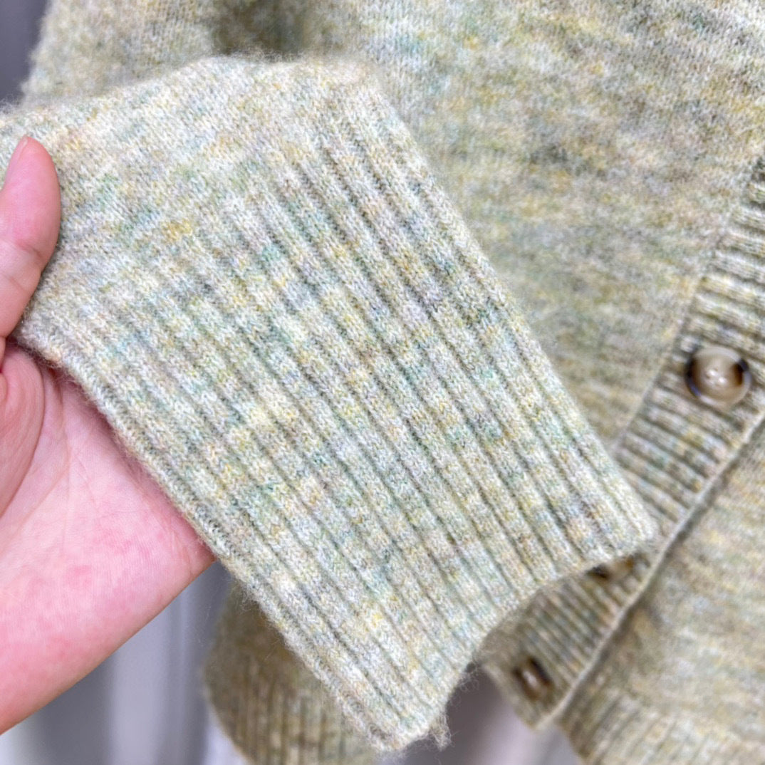 Floral Yarn Round Neck Cardigan Single-Breasted Mohair Soft Waxy Knitted Cardigan for Women Casual Versatile Fashion Versatile