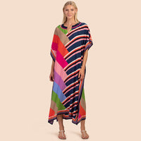 European and American New Positioning Printed Blouse Seaside Vacation Long Dress Loose Blouse Bikini Swimwear Long Gown Women