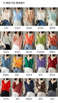 Knitted Cardigan Women's Spring and Autumn Long-Sleeved Sweater Cardigan Thin Age-Reducing Jacket Knitted Sweater Cross-Border Sweater Cardigan Base