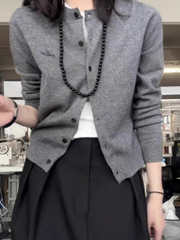 Fashionable All-match Autumn New Single-breasted Casual Cardigan Women's Loose Slimming Long-sleeved Knitted Jacket