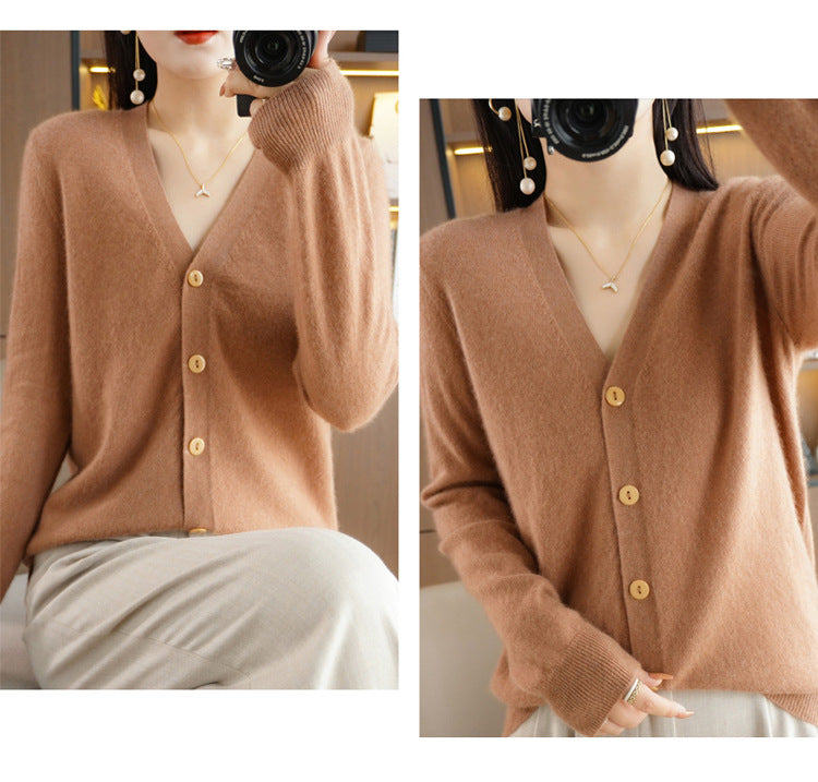 Autumn and Winter Atmosphere Wool Cardigan for Women, Lazy Style Knitted Jacket, Loose Outer Wear, Soft and Gentle, Super Popular on Ins