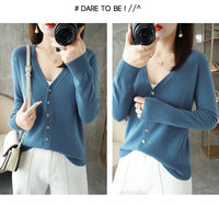 Knitted Cardigan Women's Spring and Autumn Long-Sleeved Sweater Cardigan Thin Age-Reducing Jacket Knitted Sweater Cross-Border Sweater Cardigan Base
