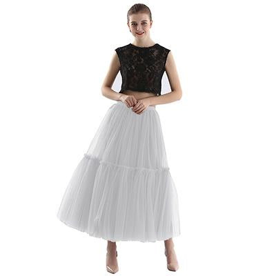 Mesh Skirt for Women 2025 Spring, Summer, and Autumn Long High-Waisted Ladylike Cake Skirt with Pleated Patchwork Midi Skirt with a Large Hem