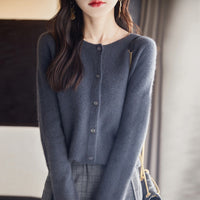 Trendy Knitted Cardigan for Women, Spring and Autumn New Style, Simple Versatile Loose Slimming Soft Round Neck Sweater Jacket