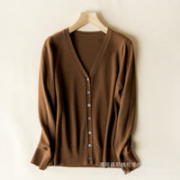 2023 Spring and Autumn New Women's Korean Style Short Fashion Knitted Cardigan Sweater Women's Solid Color Easiest for Match Temperament Jacket
