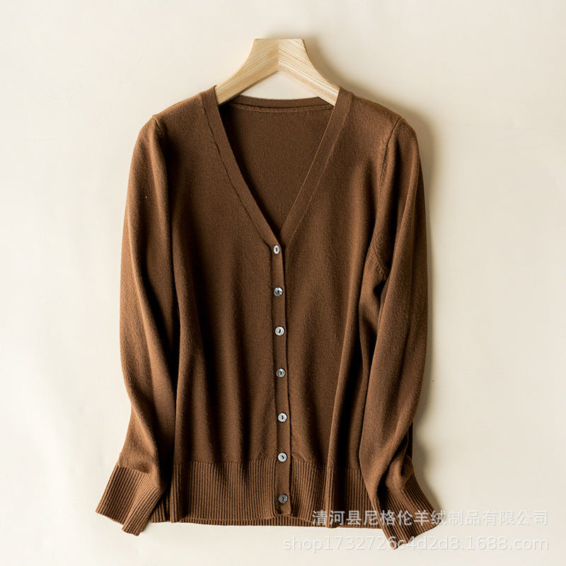 2023 Spring and Autumn New Women's Korean Style Short Fashion Knitted Cardigan Sweater Women's Solid Color Easiest for Match Temperament Jacket