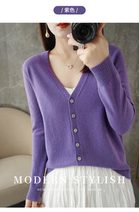 Knitted Cardigan Women's Spring and Autumn Long-Sleeved Sweater Cardigan Thin Age-Reducing Jacket Knitted Sweater Cross-Border Sweater Cardigan Base